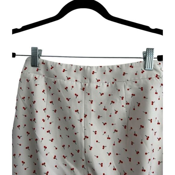 Tiger Mist White Cherry All Over Novelty Print Pants Size S Cropped Ruffle - Picture 4 of 13